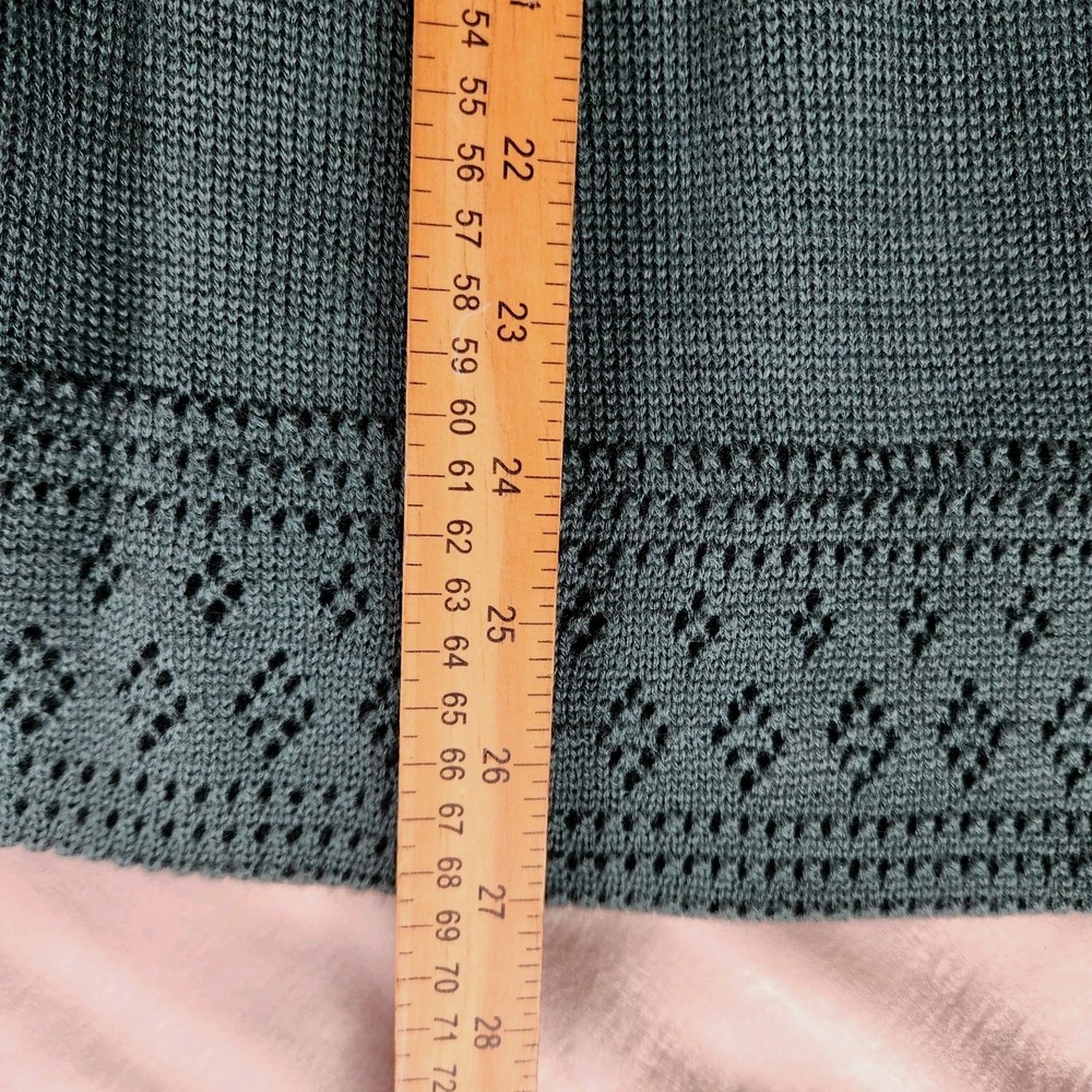 Vintage Avon Knit 70s 3 Piece Green Skirt Top Cardigan Belted Set Canada Acrylic - Picture 9 of 9